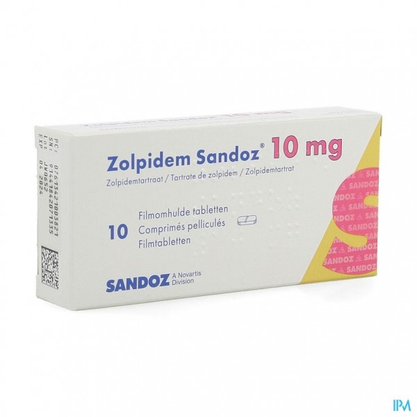 1 DOOSJE SANDOZ ZOLPIDEM 10MG (30 TABLETTEN)